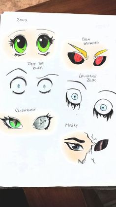 an image of various eyes drawn on paper