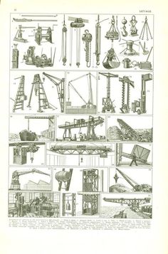 an old book with many different types of machinery