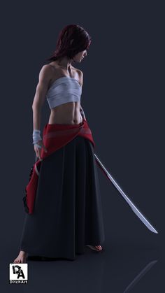 ArtStation - The Samurai Akari, DitchArt - Robert Ditcham Samurai Outfits Female, Japanese Swordswoman Outfit, Pose Reference Samurai, Swordwoman Outfit, Female Samurai Cosplay, Samurai Female Outfit, Japanese Battle Outfit, Female Samurai Pose Reference, Samurai Clothes Drawing