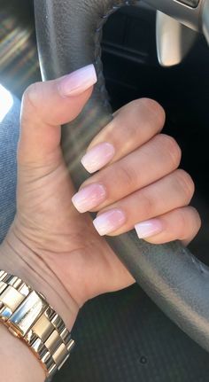 Short Faded French Nails, Ombre Nail Designs Natural, Natural Ombre Acrylic Nails Short, Nails Acrylic Short Ombre, French Ombre Gel Nails Short, Sns Nails Natural Look, Short Acrylic Nails Ombre French, Short And Natural Acrylic Nails, Short Nails Ideas Ombre