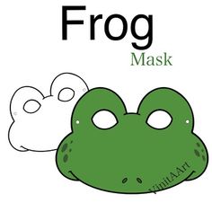 a frog mask with the word frog on it's face and two smaller ones behind it