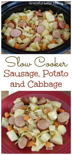 slow cooker sausage, potato and cabbage is an easy side dish for any meal