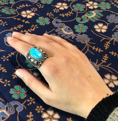 Stunning, Hand crafted Kingman Turquoise from the Kingman mine in Arizona, hand crafted by Navajo artist. Fantastic Navajo silver work! One of a kind beauty! Size 9 We also do custom ring sizing for all of our pieces. Please message us in chat on our website here and we can add sizing to this one of a kind piece. Navajo Turquoise, Custom Ring, Silver Work, Kingman Turquoise, Custom Rings, Turquoise Ring, Lotus, Arizona, Floating