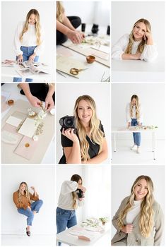 a collage of photos showing the process of making paper flowers