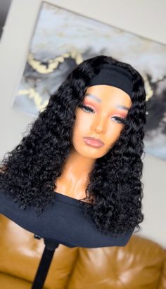 Ultra beginner-friendly and is constructed using 100% virgin hair extensions. Unit does not have lace. Your perfect wig to just put on and go whether you're running errands, working out, going to work, or going for a night out on the town. You can even clip it up with no worries.  Bundles are constructed on a wig cap with an attached headband. This unit will come ready to wear straight out the box. Just put it on and go. No salon needed! Super convenient and versatile! Texture: Deep Curly Style: Defined Curls 180% density  Wig constructed with wig combs and adjustable elastic band. Comes in natural black color.   The processing time for headband wigs is 7-10 business days. Your order will be shipped after the processing period. Sizes Available: XS, S, M, L, & XL. Please measure the circumf Hair Headband, Headband Wig, Wig Human Hair, Deep Curly, Defined Curls, Headband Wigs, Human Hair Wig, Wig Cap, Hair Wig