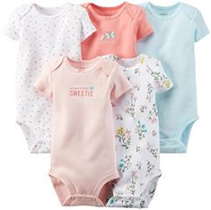 Carters Baby Girls 5 Pack Floral Bodysuits Baby  Pink  18M ** Be sure to check out this awesome product.(It is Amazon affiliate link) #dog Newborn Baby Clothes Unisex, Carters Baby Clothes, Cute Bodysuits, Baby Mode, Body Suit With Shorts, Baby Jumpsuit, Bodysuit Fashion, Carters Baby, Baby Outfits Newborn