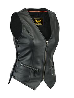 PRICES MAY VARY. Please check SIZE CHART in the images before ordering! Top-Grain Cowhide Premium Leather Adjustable Leather laces on each side Heavy Duty YKK Zippers Interior Pocket and Gun Pocket Make it an elegant ride with this unique Vest design built for service and made to last a lifetime. Crafted from Finest Top-Grain Cowhide Premium leather features detailed Hand stitching and a unique Adjustable Side Leather Lace allow the vest to fit customly contoured to the body. Each Leather vets i Motorcycle Leather Vest, Riding Vest, Leather Biker Vest, Black Leather Vest, Motorcycle Vest, Biker Vest, Motorcycle Leather, Motorcycle Women, Leather Vest