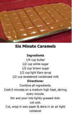 a recipe for six minute caramels