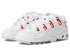 Osiris D3 OG - Men's Shoes : White/Red/Grey : Sport a chill look wearing the Osiris D3 OG Shoes. Man-made upper and lining. Lace-up closure. Signature brand logo detailing on the upper and insole. Man-made outsole. Imported. Measurements: Weight: 1 lb 4 oz. Measurements: Weight: 1 lb 4 oz Product measurements were taken using size 9, width D - Medium. Please note that measurements may vary by size. Weight of footwear is based on a single item, not a pair. White Casual Skate Shoes For Outdoor, Casual Synthetic Skate Shoes With Translucent Outsole, Sporty Synthetic Skate Shoes With Removable Insole, Sporty White Skate Shoes With Removable Insole, White Urban Skate Shoes For Outdoor, White Sporty Skate Shoes For Outdoor, White Low-top Skate Shoes For Outdoor, White Low-top Skate Shoes With Removable Insole, Streetwear Skate Shoes With Ortholite Insole And White Sole