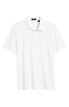 This polished take on the polo is crafted from lightweight lyocell jersey with added stretch to retain its shape. 26" length (size medium) Button half-placket Spread collar Short sleeves 93% Tencel® lyocell, 7% spandex Tencel lyocell is a sustainably produced fiber made with closed-loop processing Machine wash, dry flat Imported Relaxed Fit Collared Polo Shirt For Business Casual, Classic Collared Polo Shirt With 4-way Stretch, Casual Stretch Polo Shirt For Work, Casual Stretch Polo Shirt For Golf, Classic Stretch Polo Shirt In Solid Color, Classic Stretch Polo Shirt, Casual Collared Golf Tops, Casual Golf Tops With Collared Neckline, Casual Collared Neckline Top For Golf