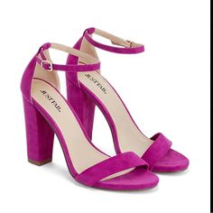 Nwot Size 8.5 With A 4” Heel Just Fab Shoes, Justfab Shoes, Heel Sandal, Block Heels Sandal, Color Purple, A 4, Shoes Women Heels, Block Heels, Sandals Heels