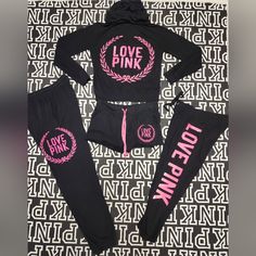 (H) Vs Pink 4pc Pink Bling Set Note Size Difference: Bling Shorts Small (Can Fit Bigger) , Bling Joggers Small (Can Fit Bigger) , Joggers Ovs Small & Full Zip Hoodie Medium (Pretty Tts) If You Don't Read All Fine Print Below I Cannot Be Held Liable! All Gently Used Clothes May Come With Minor Wash Wear,Piling, Chub Rub, Fading, Cracking Etc ! All White Clothing Comes "As Is" I Do Wash And Air Dry All Clothes Before Sending Out, I Also Include Dryer Sheets In With The Clothes Cause I Love The Way It Makes Them Smell But If You Have An Allergies Or Anything That Causes Stuff Like That To Bother You Please Let Me Know I Do Try And List And And All Flaw Sporty Pink Loungewear Sets, Bling Shorts, Medium Pretty, Chub Rub, White Clothing, Size Difference, Pink Bling, Girly Accessories, Dryer Sheets