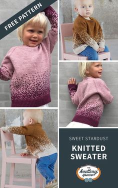 Make this stylish knitted sweater to complete your kid's back to school outfit. Knit them in various colors for daily wear. | Discover over 3,000 free knitting patterns at theknittingspace.com #knittingpatternsfree #knittingprojectsfree #DIY #knittingforkids #handmadegifts Free Knitting Patterns Girls Sweaters, Chunky Knit Sweater Pattern Free Kids, Toddler Knitting Patterns Free, Garter Stich Free Sweater Toddler, Free Toddler Knitting Patterns Girls Cardigan Sweaters, Winter Knitting Patterns