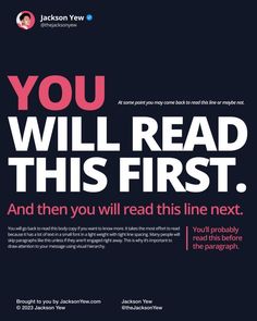 an advertisement for the new york times magazine, you will read this first and then you will read this line next