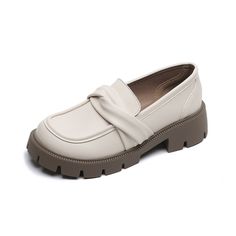 Women Minimalist Soft Casual Loafers-RAIIFY Beige Synthetic Closed Toe Loafers, Beige Almond Toe Synthetic Loafers, Beige Leather Platform Loafers With Pointed Toe, Beige Flat Heel Moccasins For Work, Beige Flat Heel Platform Loafers For Office, Beige Synthetic Flat Heel Loafers, Beige Platform Loafers For Office, Beige Closed Toe Moccasins For Work, Beige Leather Platform Loafers With Almond Toe