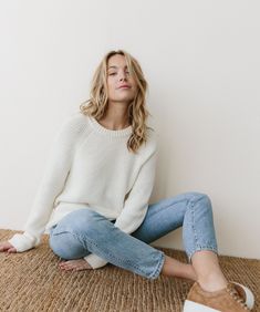 Jenni Kayne Cotton Fisherman Sweater Ivory Jenni Kayne, Fisherman Sweater, High Waisted Denim, Cotton Sweater, Get Dressed, Colorful Sweaters, Black Sweaters, What To Wear, Knitted Sweaters