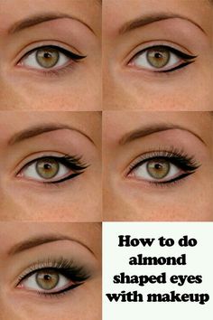 Cat Eye Makeup Round Eyes, Almond Eye Cat Eye, Simple Almond Eye Makeup, Lined Eyes Eyeliner, How To Do Eye Wings, Almond Shaped Eyes Eyeliner, Winged Eyeliner For Almond Eyes, Round Eye Eyeliner, Almond Eyes Shape