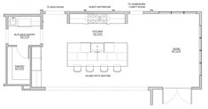 the floor plan for a kitchen with an island