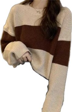 Cozy Striped Ribbed Sweater, Casual Striped Cropped Sweater For Fall, Cozy Striped Ribbed Tops, Striped Ribbed Sweater For Winter, Striped Crew Neck Cropped Sweater For Winter, Cozy Knitted Striped Tops, Casual Striped Long Sleeve Cropped Sweater, Cozy Striped Knitted Tops, Casual Striped Knit Cropped Sweater