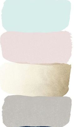 four different shades of pastel paint on a white background, each with one blue and the other pink