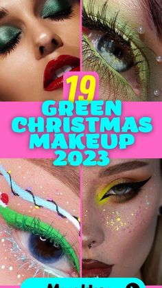 Elf Makeup Looks Christmas, Green Christmas Makeup, Simple And Quick Hairstyles, Christmas Makeup Art, Makeup Looks Christmas