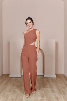 Lauren - in cinnamon rose or desert rose Wedding Parties Colors, Wedding Party Outfits, Draped Bodice, Crepe Jumpsuit, Beauty Features, Effortless Beauty, Blush Bride, Bridesmaid Dress Colors, Mid Size