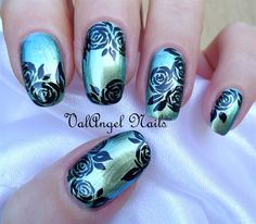 Nail ideas Rose Nail Design, Nail Art Black, Rose Nail Art, Nail Polish Art, Her Nails, Black Roses, Rose Nails, Stamping Nail Art, Nails Black