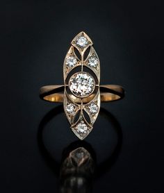 Art Deco Diamond Ring - c. 1930 - Russian Rings Art Deco, Russian Jewelry, Diamond Gold Ring, Vintage Art Deco Rings, Tiny Rings, Art Deco Diamond Rings, Vintage Diamond Rings