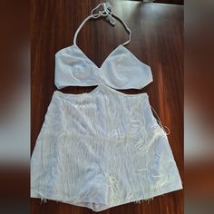 New, Unworn One Piece, 2 Piece Look Halter Style Top With Zipper Back, Attached Lined High Waisted Shorts Full Of Fringe 95 Polyester, 5 Elastane Waist Measures Approx 15 Across, Top Measures Approx 15.5 Across New, Unworn, No Imperfections And From A Smoke-Free And Pet-Free Home Country, Concert, Swifty, Wallen, Party, Fringe, Dance, Date Night Fitted Shorts For Summer Clubbing, Fitted Club Shorts For Summer, Fitted Shorts For Clubbing In Summer, Summer Party Shorts, Chic Club Shorts For Summer, Chic Summer Club Shorts, Fitted Summer Shorts For Night Out, Fitted Shorts For Summer Parties, Fitted Shorts For Summer Nights Out