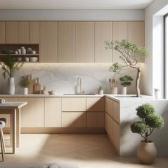 a kitchen filled with lots of counter top space next to a dining room table and chairs