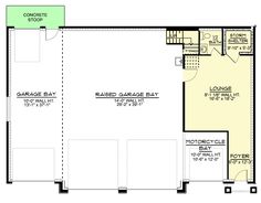 the floor plan for a garage with two separate rooms and an attached living room area