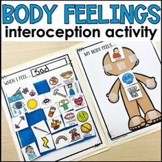 an interactive activity book for body feelings with pictures and words to help students understand their feelings