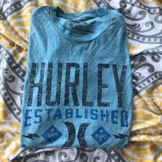 Never Worn. Size L Blue Tri-blend Crew Neck Shirt, Hurley Tshirt, Colorful Shirts, Color Blue, Tee Shirts, Man Shop, Mens Shirts, T Shirt, Blue