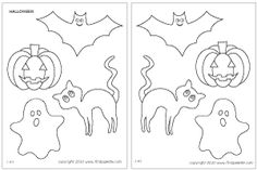 halloween cut out worksheet for kids with pumpkins and ghostes on them