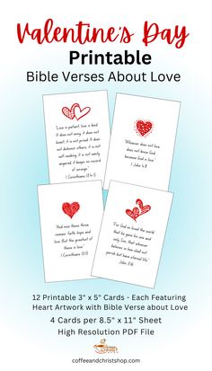 Valentines Day Printable Bible Verse Cards Love Theme