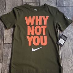 New With Tags, Army Green, Size 10-12 Boys Or Medium Nike Green Graphic Tee, Nike Green Tops With Logo Print, Nike Green Top With Logo Print, Nike Green Tops With Graphic Print, Casual Green Nike Tops, Nike Short, Sports Boys, Black Short Sleeve Shirt, Nike Boy