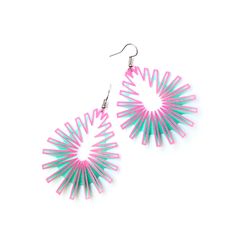 3D print earrings Dimensions: 45 (w) x 55 (l) x 12 (h) mm Materials: Thermoplastic Polyurethane (TPU), Steel 3d Print Earrings, Printed Earrings, 3d Printed Earrings, 3d Printing Diy, 3d Printed Jewelry, 3d Rose, Printed Jewelry, Earrings Inspiration, Earrings Pink