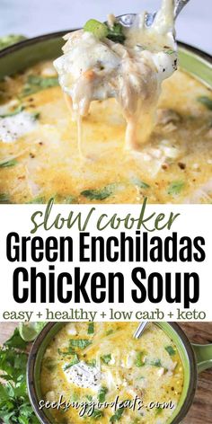 green enchiladas chicken soup is an easy and healthy low carb recipe