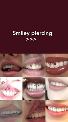 many different types of teeth are shown with the words smile piercing