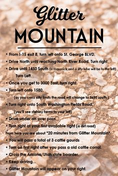 an advertisement for the glitter mountain trail