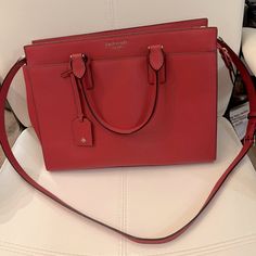 Kate Spade Red Grosgrain Shoulder/Double Handle Handbag. Nwot Size 10” H X 14” W. Very Clean And Roomy Inside. Luxury Red Office Bags, Kate Spade Red Rectangular Shoulder Bag, Kate Spade Red Satchel Bag, Red Office Bags With Top Carry Handle, Red Office Bag With Top Carry Handle, Designer Red Office Bag, Kate Spade Red Bags For Daily Use, Kate Spade Red Shoulder Bag For Formal Occasions, Red Kate Spade Shoulder Bag For Formal Occasions