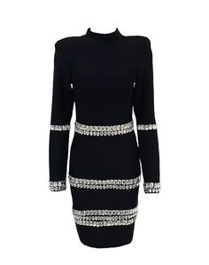 Women's Sexy Turtleneck Long Sleeve Diamond Embellished Tight Bandage Dress. Glamorous Midi Bodycon Dress For Club, Stretch Embellished Mini Length Bodycon Dress, Glamorous Midi-length Bodycon Dress For Club, Glamorous Midi Length Bodycon Dress For Club, Stretch Embellished Mini Bodycon Dress, Chic Embellished Bodycon Dress For Club, Embellished Stretch Bodycon Dress, Chic Stretch Embellished Bodycon Dress, Stretch Embellished Bodycon Dress