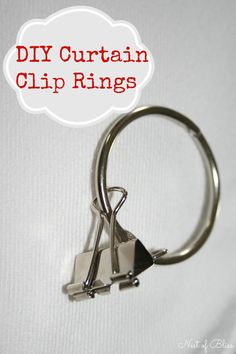 a pair of scissors with the words diy curtain clip rings above it on a white background