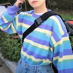 Colourful Clothes Aesthetic, Cute Sweaters Aesthetic, Pastel Sweater Outfit, Colorful Clothes Aesthetic, 90s Aesthetics, Tony Moly, Oui Oui, Really Cute Outfits