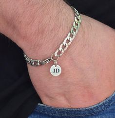 Personalized gifts such as a link chain bracelet are a thoughtful gift for him. Crafted from high-quality silver stainless steel, this chain bracelet features a sophisticated design that is both stylish and durable. Perfect for everyday wear or special occasions, this bracelet makes a great gift for yourself or a loved one. Add a touch streetwear style to your outfit with this sleek and modern accessory. 👉 Custom engraving on bracelets with a special message, whether it's initials, initials wit Minimalist Stainless Steel Friendship Bracelets, Personalized Stainless Steel Charm Bracelet For Friendship, Modern Silver Friendship Bracelets, Engraved Cuban Link Bracelets As Gift, Silver Curb Chain Minimalist Bracelet, Silver Minimalist Curb Chain Bracelet, Adjustable Stainless Steel Chain Bracelet For Friendship, Cuban Link Chain Bracelet Engraved Gift, Minimalist Stainless Steel Jewelry For Birthday Gift