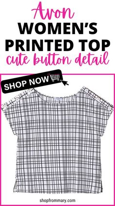 Avon Printed Top with Button Detail: Perfect for Office Wear Hatch Print, Cute Black And White, Outfit Shop, Office Outfit, Office Outfits, Office Wear, Cute Black, Button Detail