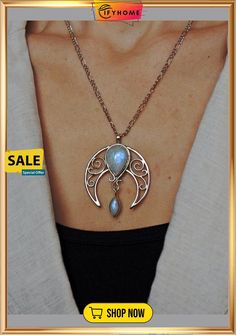 Silver Natural Opal Moonstone Cutout Necklace Ethnic Vintage Jewelry Bohemian Moon Shaped Jewelry With Natural Stones, Bohemian Jewelry Pendant With Moon Charm, Bohemian Moonstone Jewelry With Moon Charm, Bohemian Moon Phase Round Pendant Jewelry, Bohemian Silver Necklace With Moon Phase, Bohemian Moon-shaped Necklaces With Natural Stones, Bohemian Moonstone Jewelry With Moon Phase Detail, Bohemian Round Moonstone Necklaces, Bohemian Moon Shaped Necklace With Natural Stones