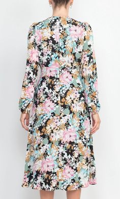 Set a style that would engage everyone in this enchanting evening in this Immediate Apparel T6080M. This midi dress has floral prints all over that draw attention to you where it belongs. Has long bishop sleeves that are matched to the high waisted bodice's V neckline. The back has a zipper enclosure and an A-line silhouette that is tea length in size. You are sure to turn heads in this Immediate Apparel T6080M dress. Model is wearing Black Sage color. Style: imap_T6080M Fabric: Polyester (100% Modest V-neck Floral Print Dress, Printed Knee-length Midi Dress For Garden Party, Modest Flowy Floral Print Midi Dress, Elegant Multicolor Floral Print Maxi Dress, Elegant Multicolor Floral Print Dresses, Patterned Midi Dress For Garden Party In Spring, Patterned Midi Dress For Spring Garden Party, Long Sleeve Floral Midi Dress For Garden Party, Printed Midi Floral Dress For Garden Party