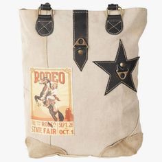 Brand New Clea Ray Rodeo Country Fair Themed Canvas Tote Bag With Leather Trim Shoulder Bag W/Fixed Straps This Is A Unique Upcycled Canvas Bag Made From Repurposed Durable Military Tent And Tarp Canvas! Theme/Design: Rodeo Fair Themed Features: *1 Outside Zipper Back Pocket *2 Interior Slip Pockets *1 Interior Zipper Pocket Measurements: 13.5"X14" Please Note: Due To The Nature Of The Materials Used, There Are Variations In Patterns, Colors, And Imperfections May Appear. These Are Not Defects, Blue Michael Kors Purse, Brighton Purses, Country Fair, Chanel Shoulder Bag, Recycled Canvas, Purses Michael Kors, Small Shoulder Bag, Theme Design, Suitcases