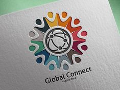 the logo for global connect is designed with colorful people holding hands and looking at each other